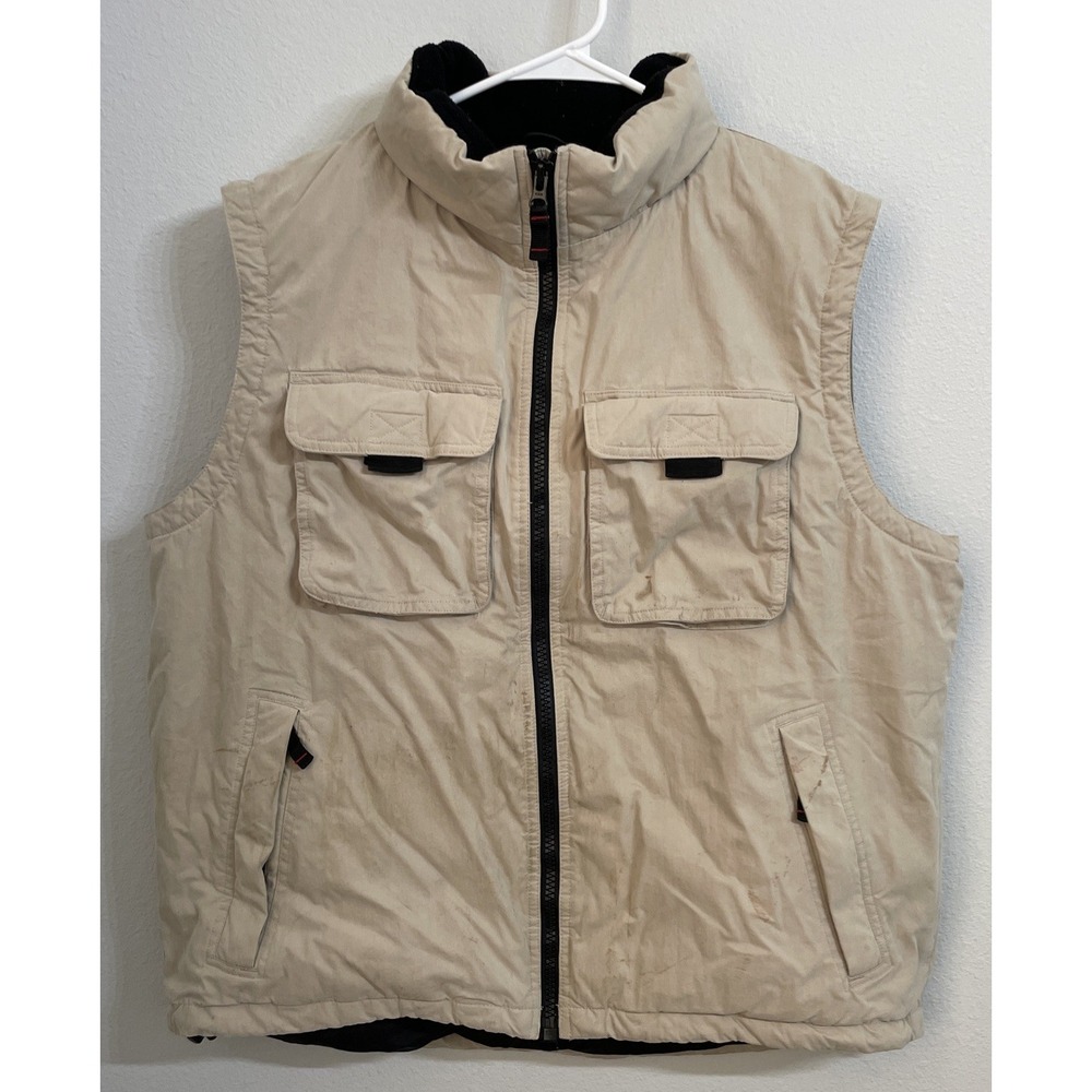 Vintage Eddie Bauer Goose Down Utility Outdoor Vest Beige Large